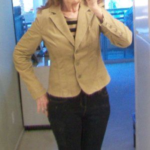 DKNY Jeans Womens JACKET Tan Cotton Corduroy Crop Fitted Hong Kong M